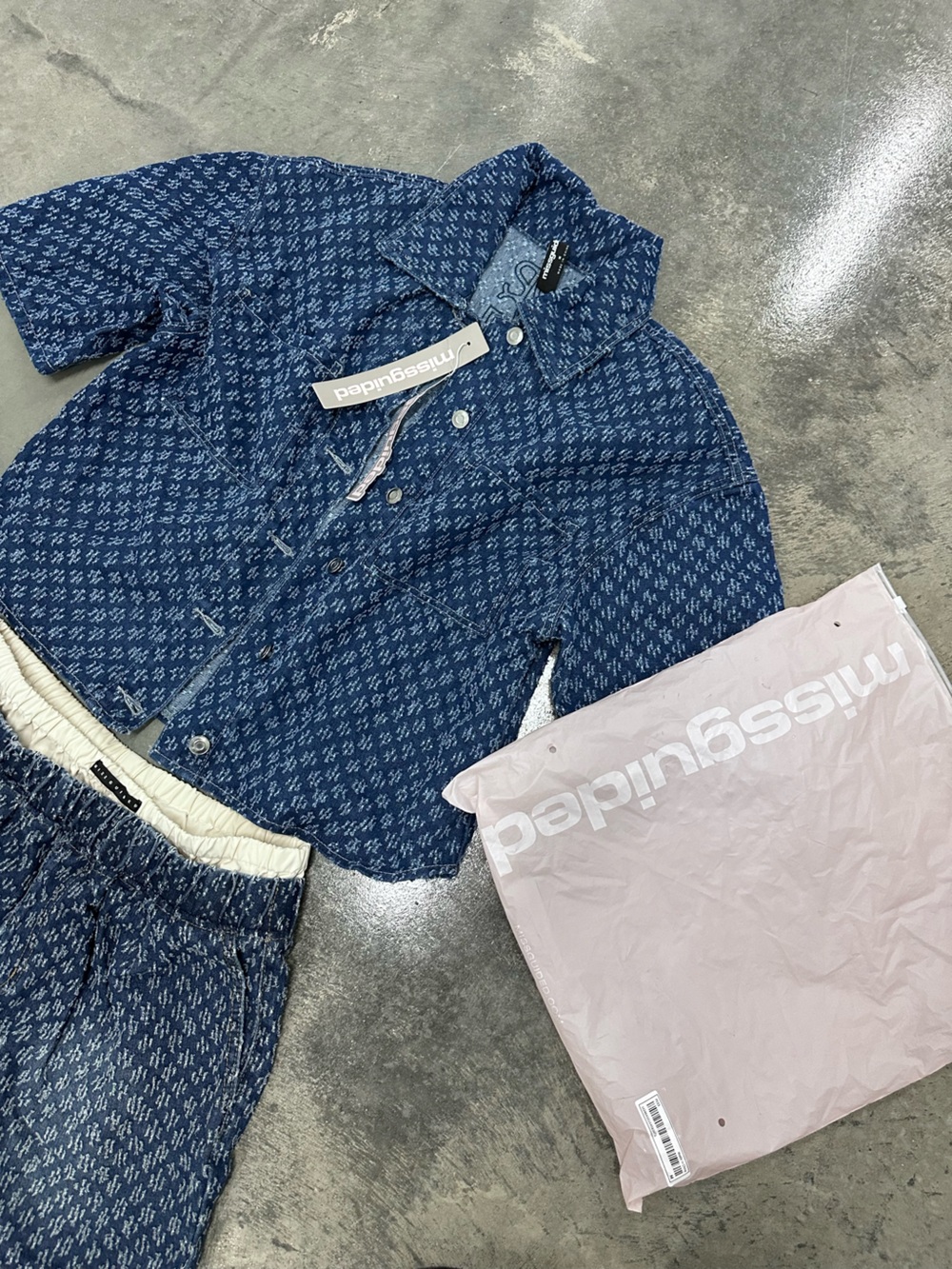 MISSGUIDED Blue Patterned Denim Jacket